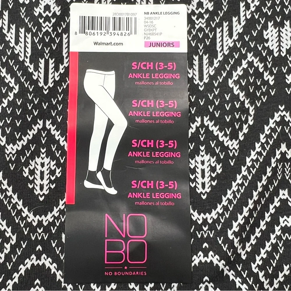 New Ankle Leggings Aztec Print Black White No Boundaries Juniors Small 3 5 - Picture 5 of 12